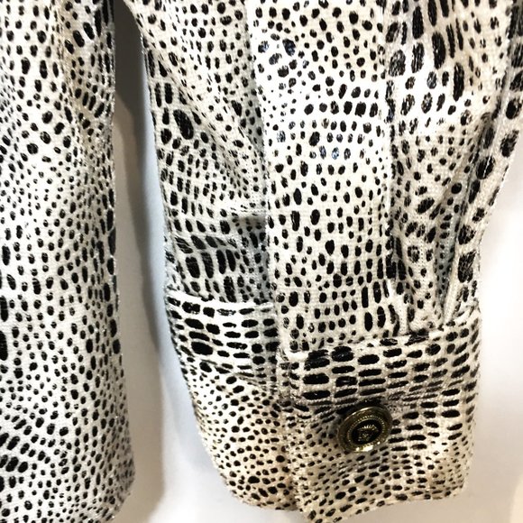 70's Style Gigolo Blk Wh Snakeprint Embossed Velveteen Shirt - Picture 6 of 10